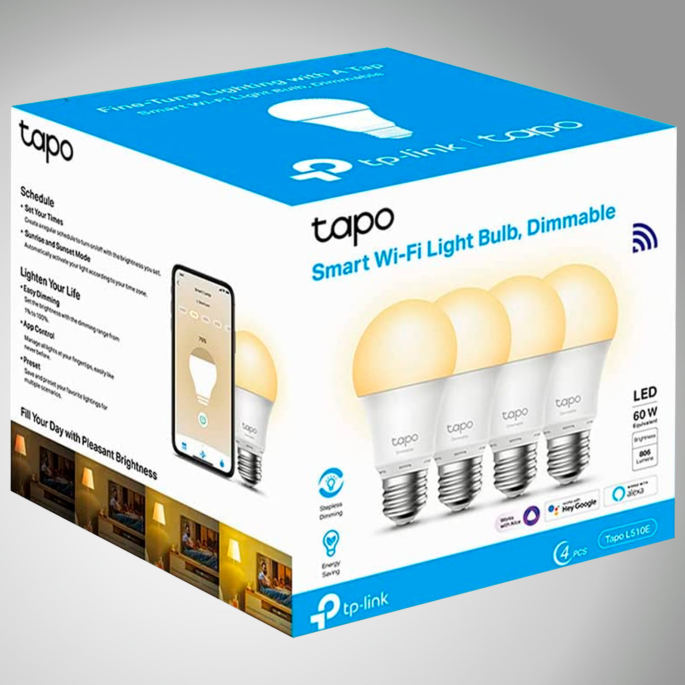 TP Link Tapo L510E(4-Pack) Bombilla LED CALIDA WiFi – Achorao